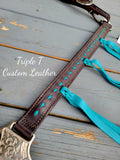 "Sierra" Breastcollar in Teal with Chocolate Leather