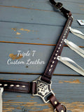 "Sierra" Breastcollar in White with Chocolate Leather