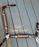 Genuine Diamondback Rattlesnake Inlay Breastcollar with White Buckstitch
