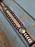 Genuine Diamondback Rattlesnake Inlay Breastcollar with White Buckstitch