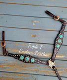 White Buckstitch & Turquoise Concho Breastcollar