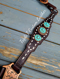 White Buckstitch & Turquoise Concho Breastcollar