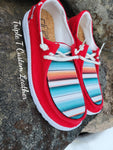 Womens Size 11 Red Shoes with Serape Leather Tops