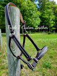 Chocolate Leather Halter with Turquoise Patina Studs