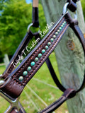 Chocolate Leather Halter with Turquoise Patina Studs