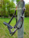 Chocolate Leather Halter with Copper & Teal Patina Studs