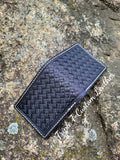 Black Leather Handtooled Weave Bifold Wallet