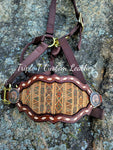 Tan Southwest Print Noseband with Tan Buckstitch on Brown Nylon Halter