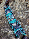 War Horse Breastcollar with Turquoise Flower Conchos and Silver Studs with Mohair by Ayla Equine