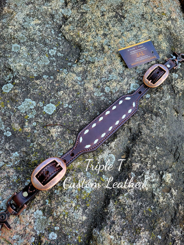 Chocolate Leather Wither Strap with White Buckstitch