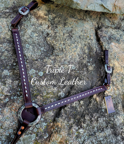 Chocolate Leather Breastcollar with White Buckstitch