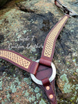 Square Weave Hand Tooled Two Tone Breastcollar