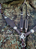 Diamond Tooled Tack Set on Chocolate Leather