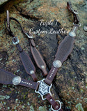 Diamond Tooled Tack Set on Chocolate Leather