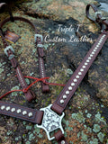 Chocolate Leather Tack Set with Antique Silver Studs