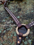 Chocolate Leather Breastcollar with Double Row White Buckstitch