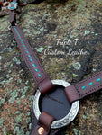 Chocolate Leather Breastcollar with Turquoise Buckstitch