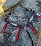 Chocolate Leather Breastcollar with Wool Inlay and Dark Red Ties