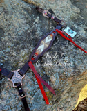 Chocolate Leather Breastcollar with Wool Inlay and Dark Red Ties