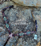 Chocolate Leather Breastcollar with Turquoise Valentina Inlay and Copper Hardware
