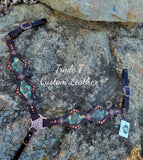 Chocolate Leather Breastcollar with Turquoise Valentina Inlay and Copper Hardware