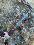 Chocolate Leather Breastcollar with Turquoise Valentina Inlay and Copper Hardware