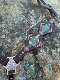 Chocolate Leather Breastcollar with Turquoise Valentina Inlay and Copper Hardware