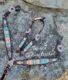 Chocolate Leather Tack Set with Turquoise and Orange Navajo Hide and Copper Hardware