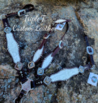 Chocolate Leather Tack Set with White Valentina Hide and Antique Silver Hardware