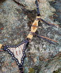 Chocolate Leather War Horse Breastcollar with Gator Inlay and Mohair Sides by Ayla Equine