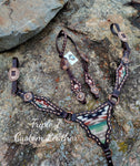 Chocolate Leather Tack Set with Tan Buckstitch and Wool Inlay