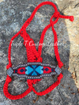Wool Inlay Noseband with Stud Border & Red Muletape Halter