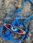 Blues & Reds Wool Inlay Noseband on Royal Blue Muletape Halter