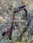 Chocolate Leather Headstall with Lilac Buckstitch
