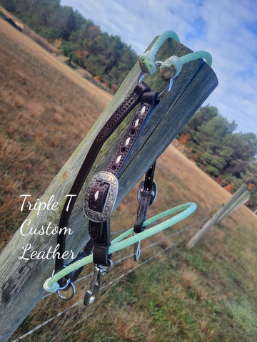 Game Changer Headsetter with Soft Green Rope, Chocolate Leather & White Buckstitch