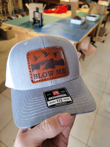 Blow Me Duck Call Leather Patch Hat