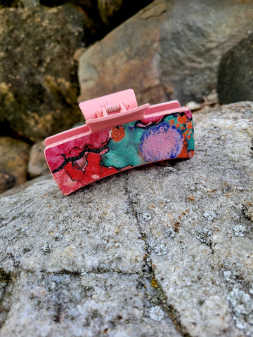 Colorsplash Leather on Pink Hair Claw Clip