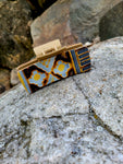 Mustard Navajo Leather on Tan Hair Claw Clip