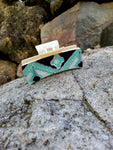 Mint & Grey Navajo Leather on Off-White Hair Claw Clip