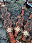 Mahogany Leather Tack Set Copper Hardware, Bling Conchos and Crystal Rimsets