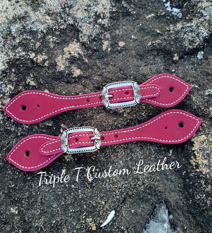 Plum Pink/Purple Leather Plain Spur Straps