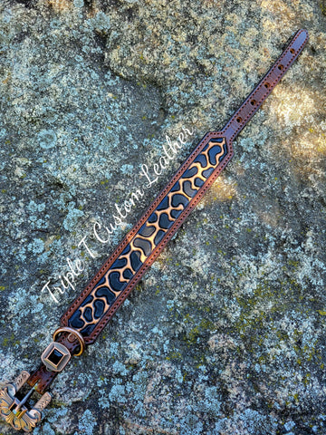 Leopard Print Tooled Dog Collar 13.5"-17.5"