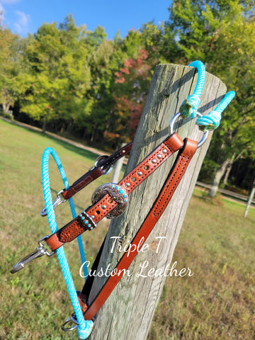 Game Changer Headsetter with Turquoise Rope and Stainless Studs
