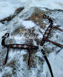 Antique Silver Flagstaff Concho Breastcollar with Studs, Border Tooling & Blood Knot Tassles