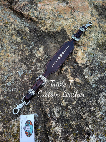 Chocolate Leather Wither Strap with Antique Silver Studs