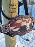 Wool Inlay & Burgundy Buckstitch Bronc Noseband on Black Nylon Halter