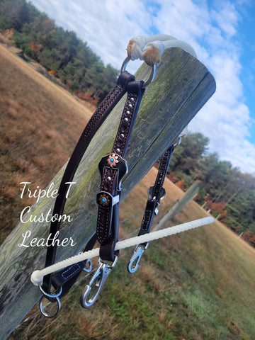 White Rope Game Changer Headsetter with Chocolate Leather & Stainless Hardware