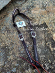Chocolate Leather Headstall with Antique Silver Hardware
