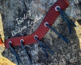 Mahogany Leather Tripping Collar with Black Buckstitch and Ties