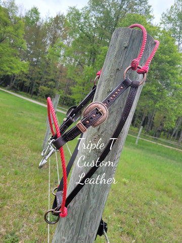 Game Changer Headsetter with Red Rope, Chocolate Leather & Copper Studs